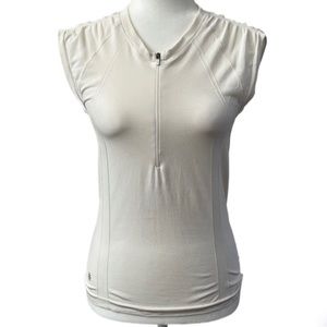Athleta Pacifica Fitted Zippered Tank Top Off White Size Medium